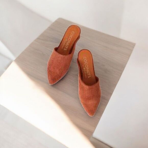 Coconuts by Matisse Xander Flat Mules Rust Micro Cord Pointed-Toe 9M - Picture 1 of 6